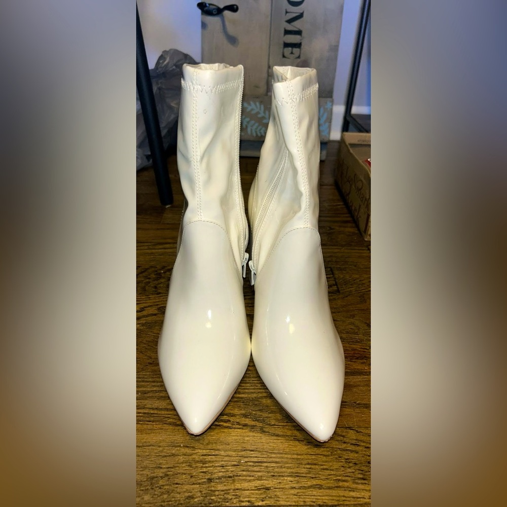 White Faux Leather Boots
